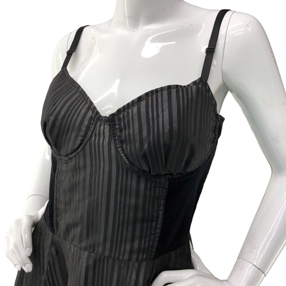 Lip Service Womens Size L Dress Black Stripe Bustier Cotton Fit And Flare - Picture 2 of 16